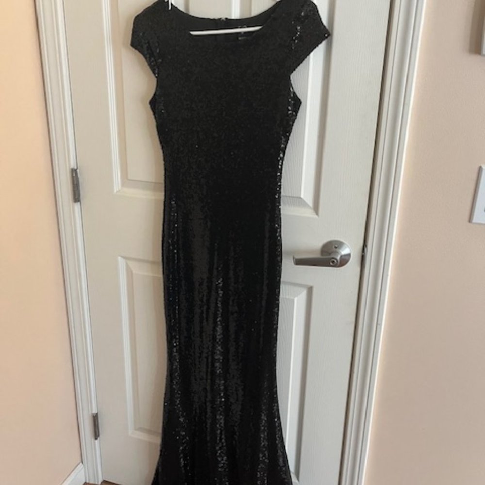 Long Black Sequins Dress